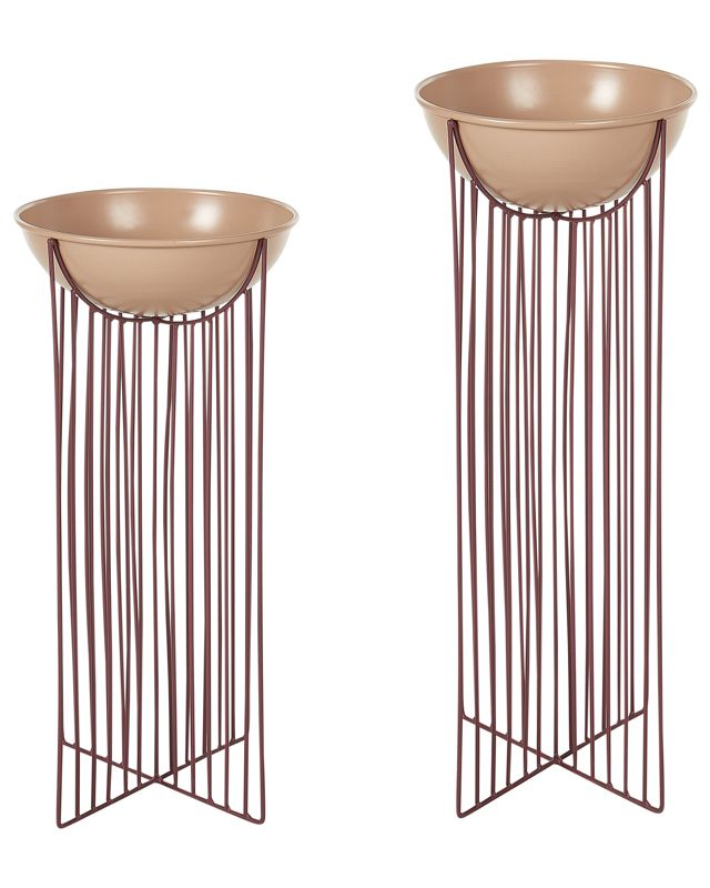 Zestaw 2 doniczek na nóżkach Ficaria Metal 22 cm Różowy 1 par.