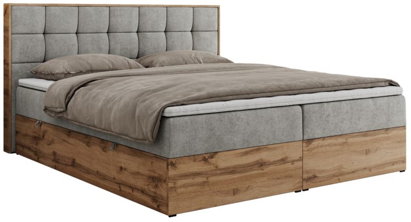 Łóżko kontynentalne MKS Meble ALBERO 1 120x200 H3 Jasnoszary struktura 1szt.