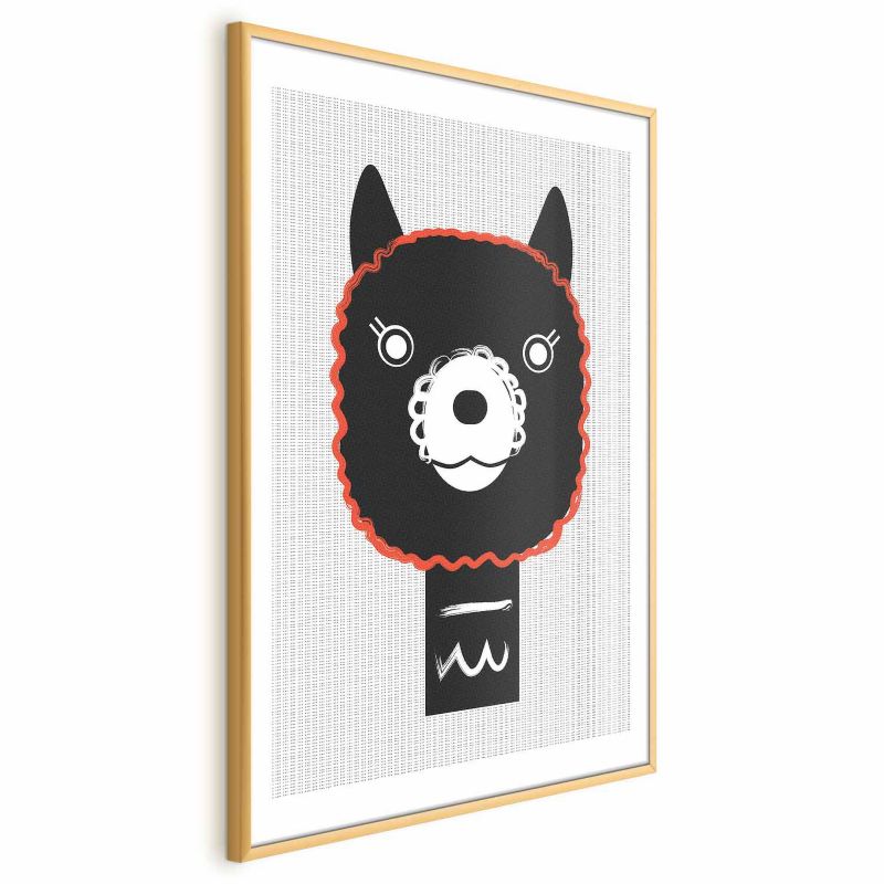 Plakat Artgeist Dekoracyjna alpaka 40x60 cm z ramą złotą 1 szt