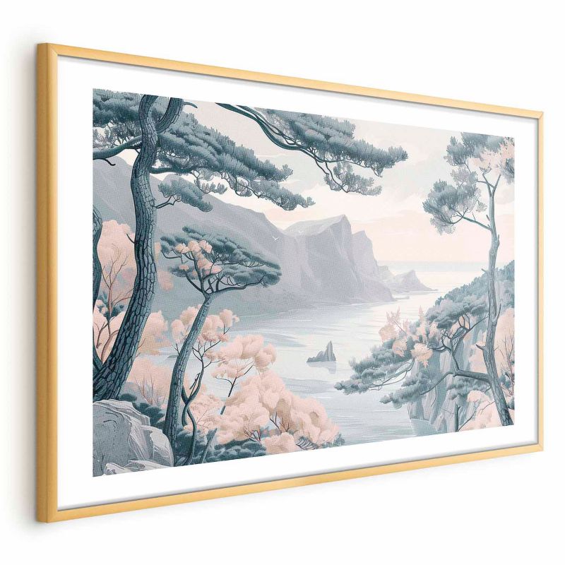 Plakat Artgeist Błękitne wybrzeże 90x60 cm z ramą złotą 1 szt