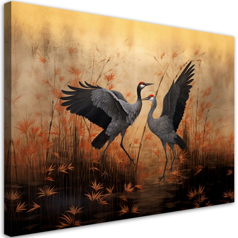 Obraz do salonu na ścianę Feeby Żuraw Natura Ptaki Beżowy 100x70cm 1szt