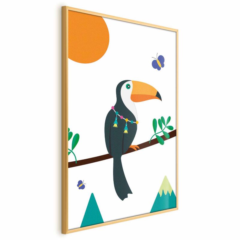 Plakat Artgeist Tukan i motyle 21x30 cm z ramą złotą 1 szt