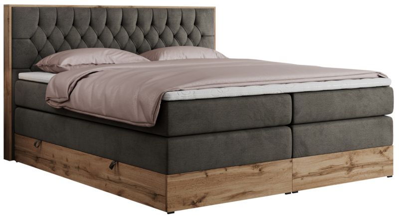 Łóżko kontynentalne MKS Meble AMORE KING 160x200 H3 ciemnoszary welwet 1szt.