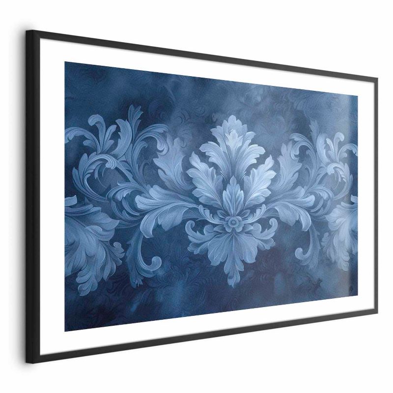 Plakat Artgeist Błękitny ornament 60x40 cm z ramą czarną 1 szt
