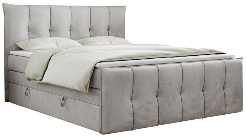 Łóżko kontynentalne MKS Meble PREMIUM 11 KING 140x200 H4 Jasnoszary welvet 1szt.