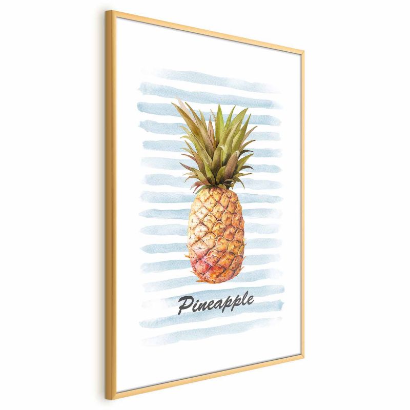 Plakat Artgeist Ananas i paski 29,7x42 cm z ramą złotą 1 szt