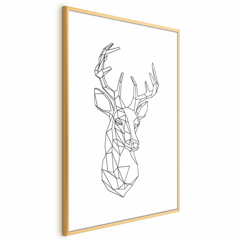 Plakat Artgeist Geometryczny jeleń 29,7x42 cm z ramą złotą 1 szt