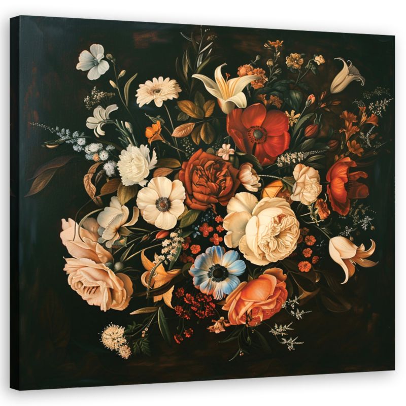 Obraz do salonu sypialni Feeby Kwiaty Retro Vintage 60x60 cm 1szt