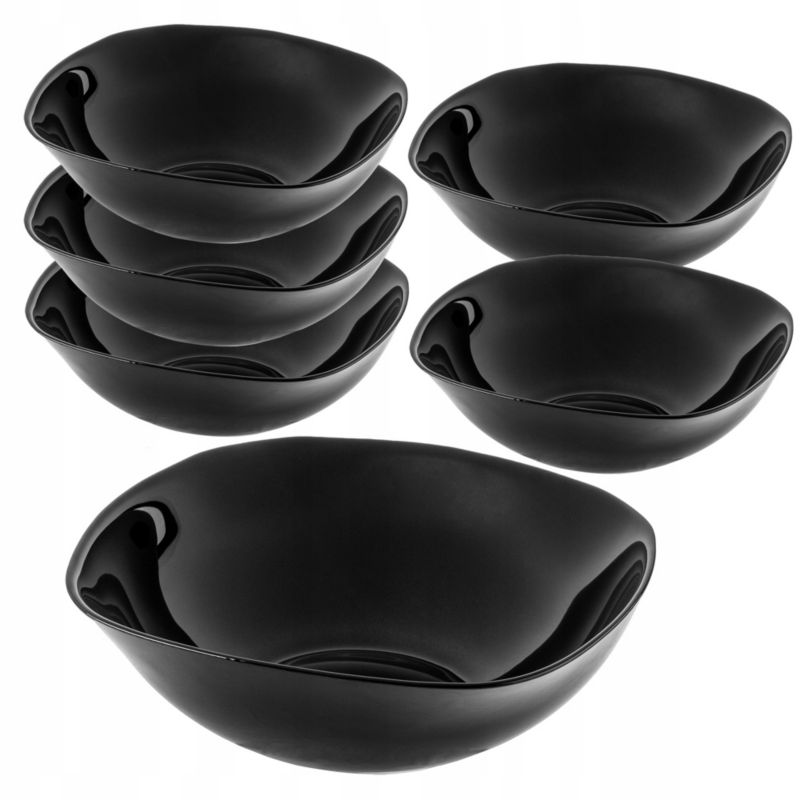 Salaterka KADAX Szklana Czarna Do Zupy Przekąsek 19cm 6szt