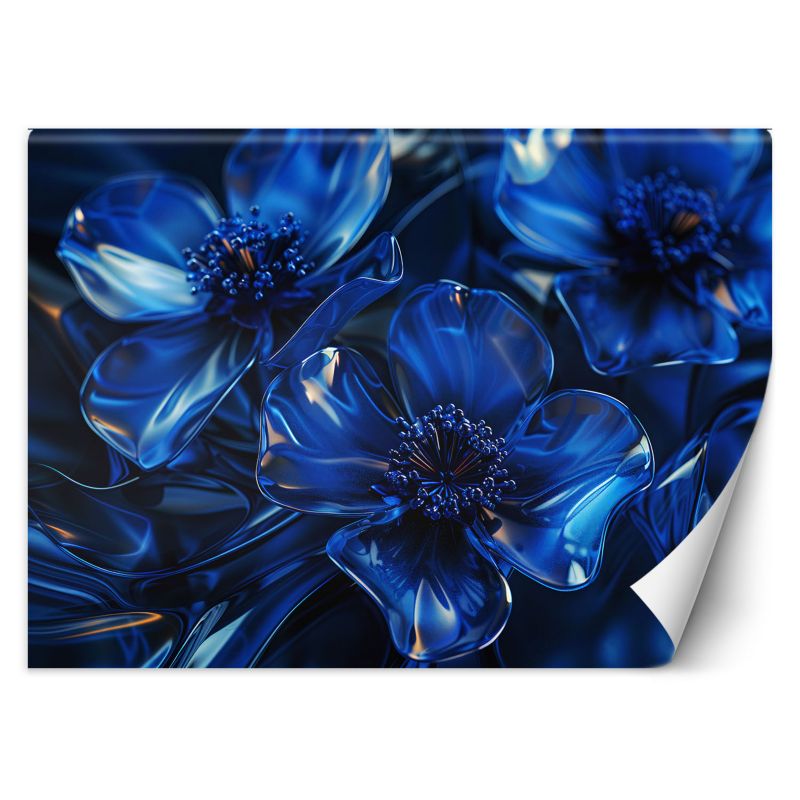 Fototapeta Feeby Niebieskie szklane kwiaty makro 3D 450x315 1 szt