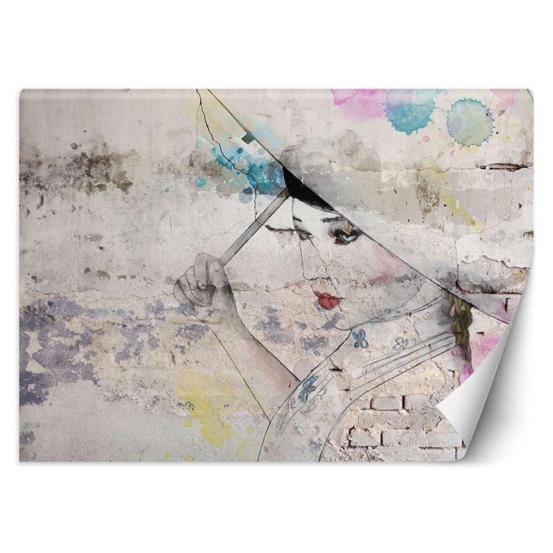Fototapeta Feeby Gejsza parosol stary mur 250x175 1 szt