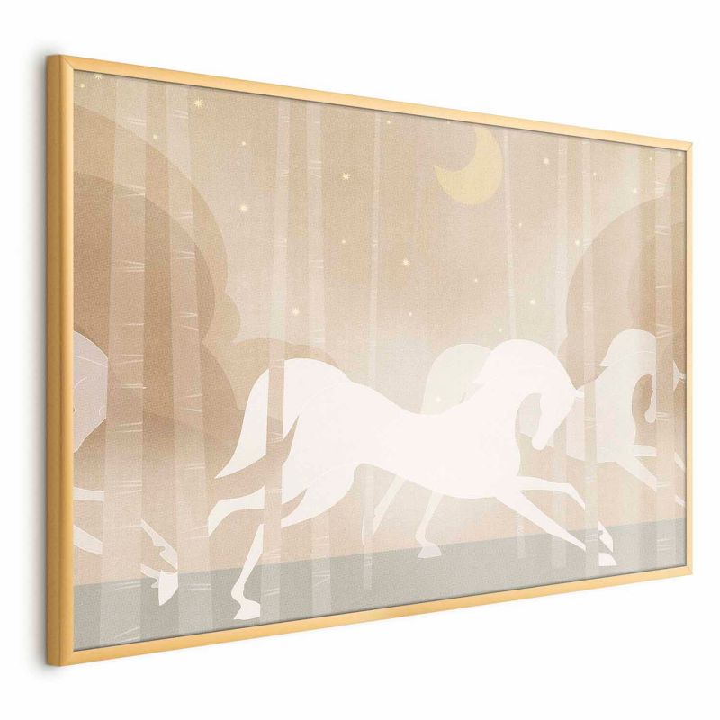 Plakat Artgeist Pędzące rumaki 60x40 cm z ramą złotą 1 szt