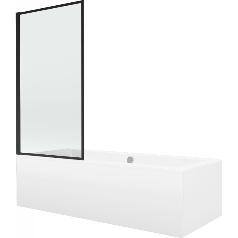 Wanna prostokątna Mexen Cube 180 x 80 cm z obudową i parawanem 1-skrzydłowym 80 cm czarny wzór fix 550518080X9308007070 1 szt.