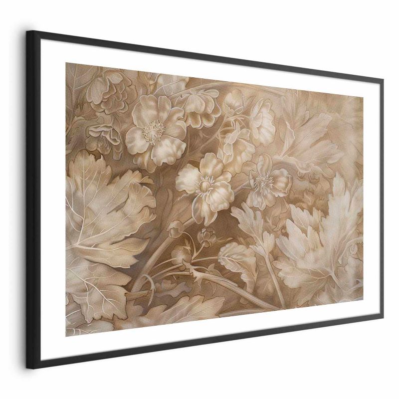 Plakat Artgeist Ornamenty roślinno-kwiatowe 60x40 cm z ramą czarną 1 szt