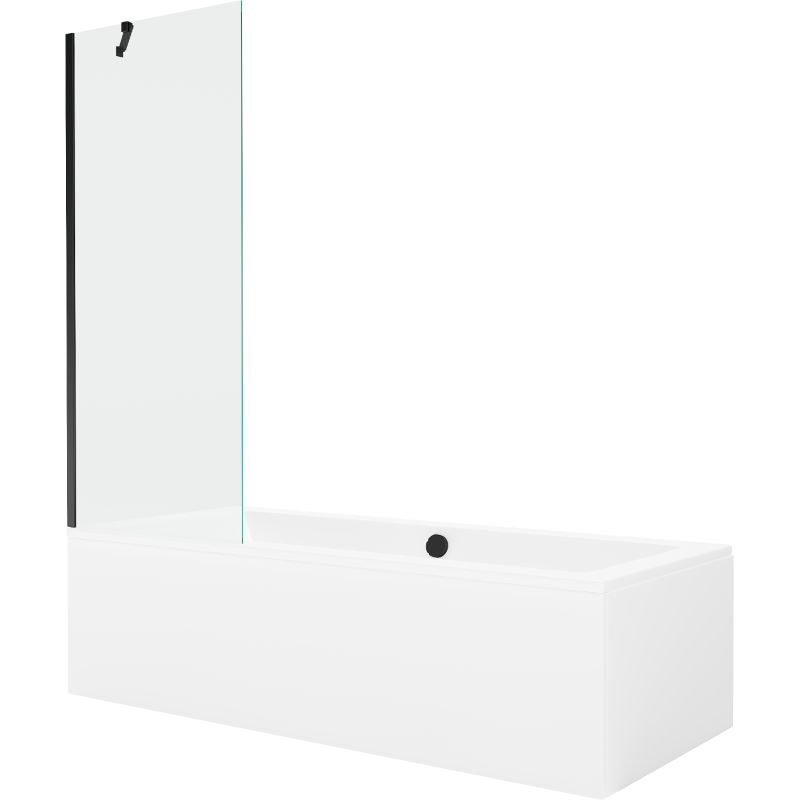 Wanna prostokątna Mexen Cube 170 x 80 cm z obudową i parawanem 1-skrzydłowym 70 cm transparent czarny 550517080X9507000070 1 szt.