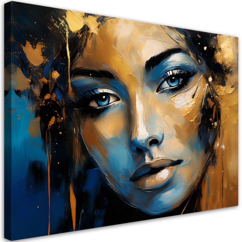 Obraz dekoracja do salonu sypialni Feeby Portret Kobiety Złoto Abstrakcja 120x80 cm 1szt