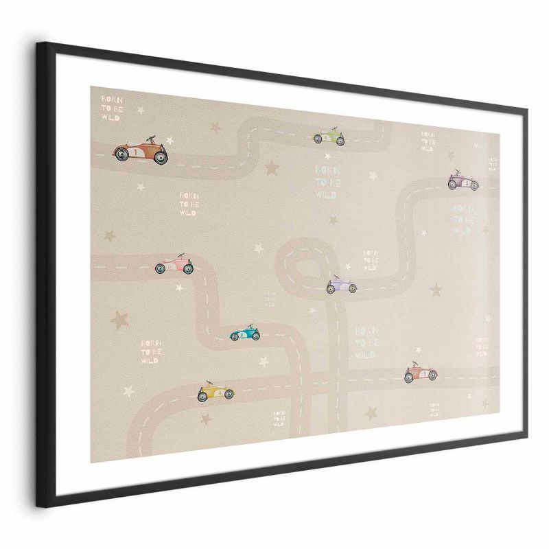 Plakat Artgeist Wyścigowe autka 42x29,7 cm z ramą czarną 1 szt