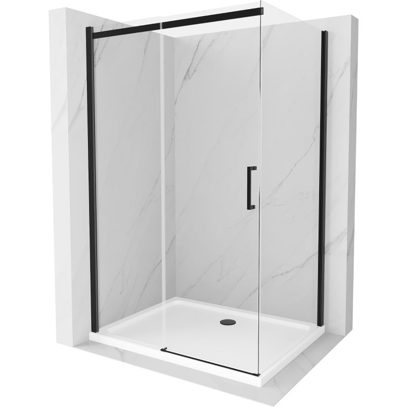 Kabina prysznicowa Mexen Omega rozsuwana 120 x 100 cm transparent czarna + brodzik Flat biały