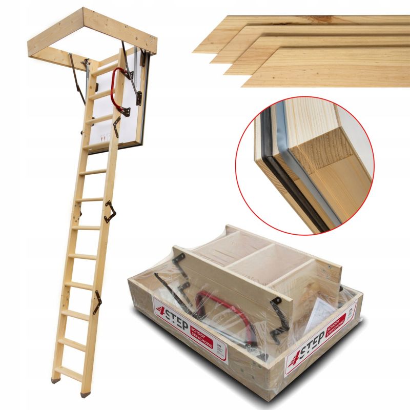 Schody strychowe 4STEP Nordic 90x80 0,44 W/m2K listwy maskujące 1szt.