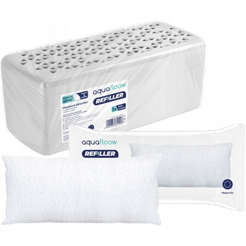 Pochłaniacz wilgoci, Aquafloow, bezzapachowy, zestaw z wkładem do pochłaniacza 500g, 1szt
