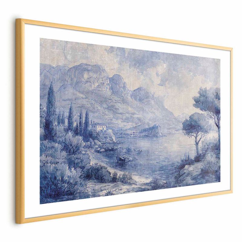 Plakat Artgeist Niebieska zatoka 60x40 cm z ramą złotą 1 szt