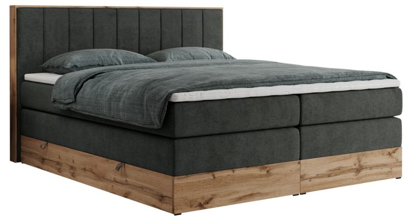 Łóżko kontynentalne MKS Meble BELLISSIMO KING 200x200 H3 ciemnoszary struktura 1szt.
