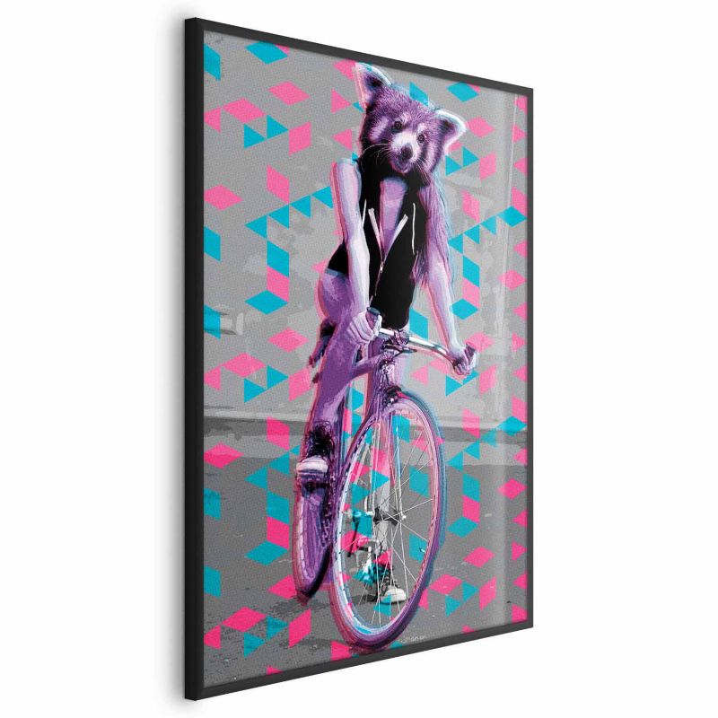 Plakat Artgeist Szop na rowerze 21x30 cm z ramą czarną 1 szt