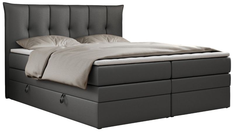 Łóżko kontynentalne MKS Meble PREMIUM 10 KING 140x200 H3 Ciemnoszary ecoskóra 1szt.
