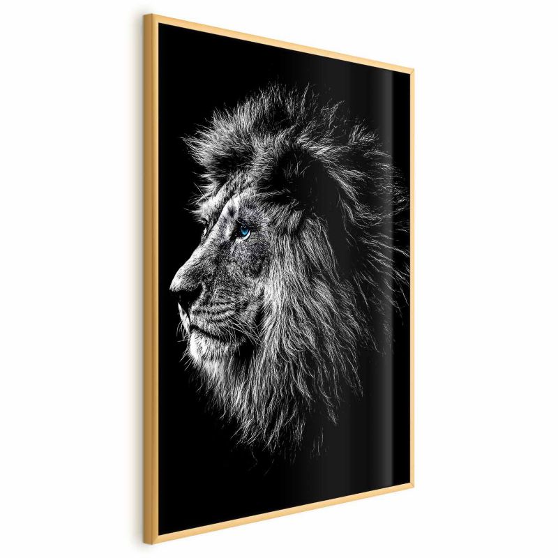 Plakat Artgeist Niebieskooki lew 29,7x42 cm z ramą złotą 1 szt