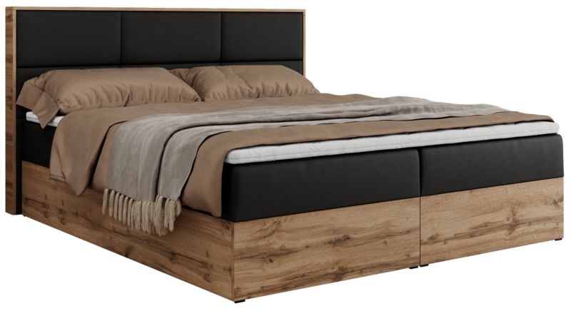 Łóżko kontynentalne MKS Meble ALBERO 2 180x200 H3 Czarny ecoskóra 1szt.