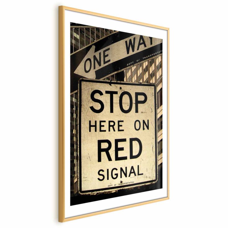 Plakat Artgeist Znaki drogowe 40x60 cm z ramą złotą 1 szt