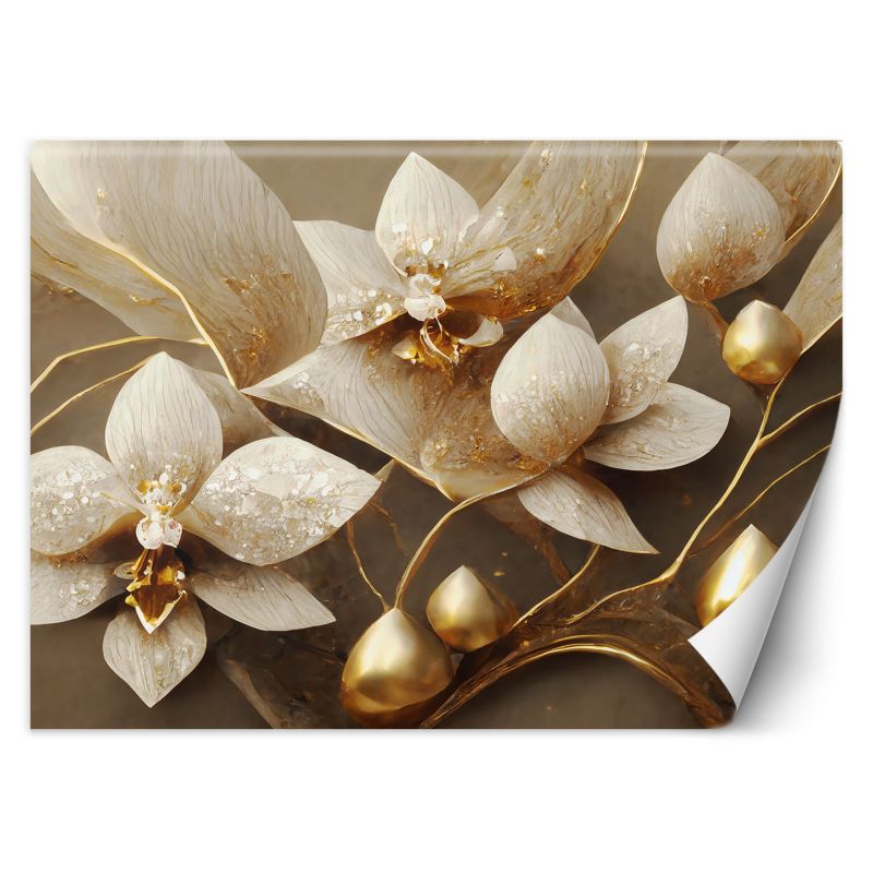 Fototapeta Feeby 3D Kwiaty glamour złoty 100x70 1 szt