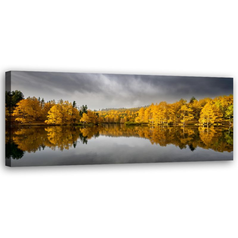 Obraz do salonu sypialni Feeby Żółty Jesienny Las Natura Pejzaż 90x30 cm 1 szt