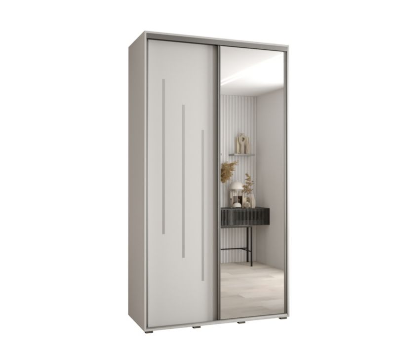 Szafa przesuwna Abiks DAVOS 9 wysoka szer.140cm gł.60cm biały/biały/srebrny 1szt.