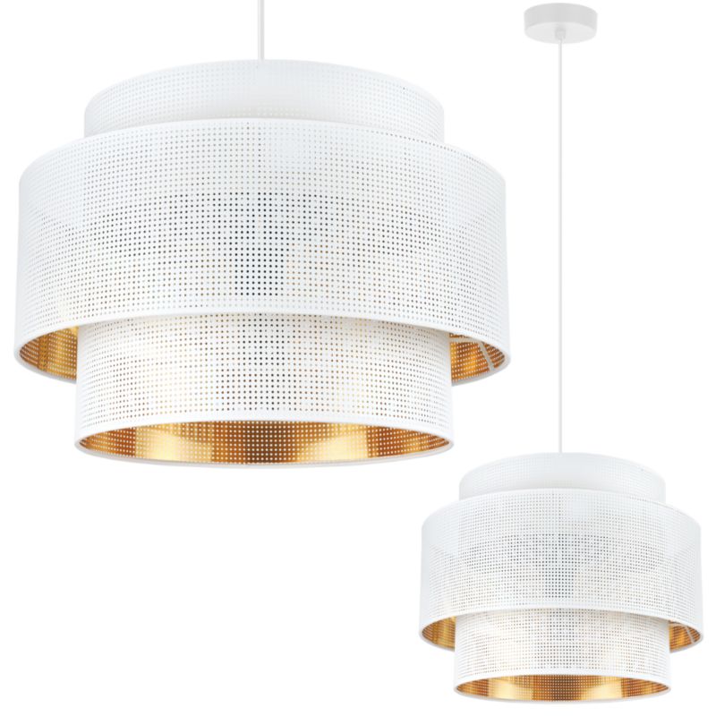 Lampa sufitowa wisząca Light Home LH Asti Trio 1x E27 60W biały/złoty klosz 45cm 1szt.