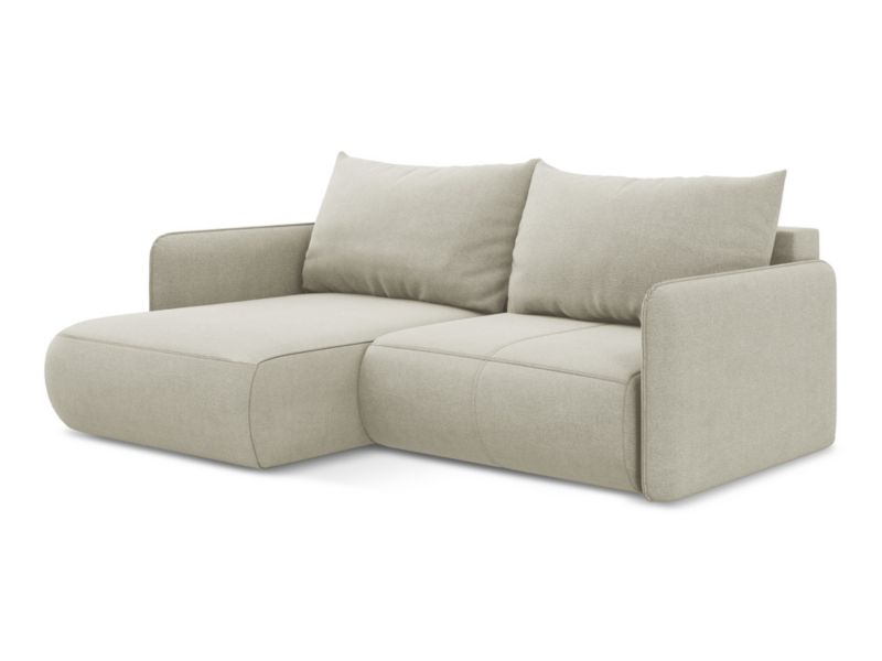 Narożnik lewostronny z funkcją spania Makamii Nanea z tkaniny strukturalnej 207x148 cm jasny beż 1 szt.