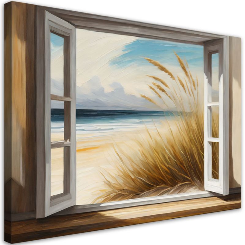 Obraz do salonu sypialni Feeby Widok z okna na plażę 120x80 cm 1szt