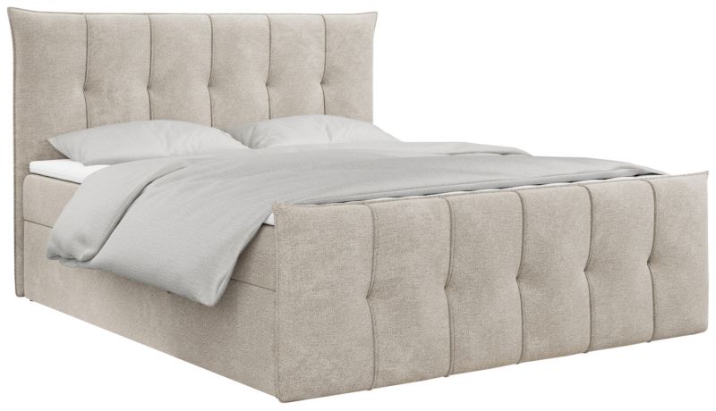 Łóżko kontynentalne MKS Meble PREMIUM 11 180x200 H3 Beżowy struktura 1szt.