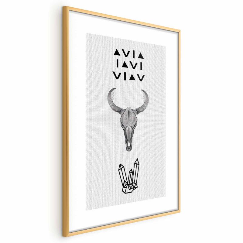 Plakat Artgeist Zwierzęca czaszka 60x90 cm z ramą złotą 1 szt