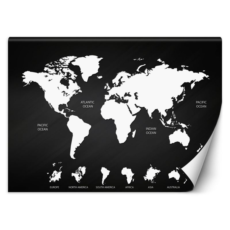 Fototapeta Feeby Czarno biała mapa świata 200x140 1 szt