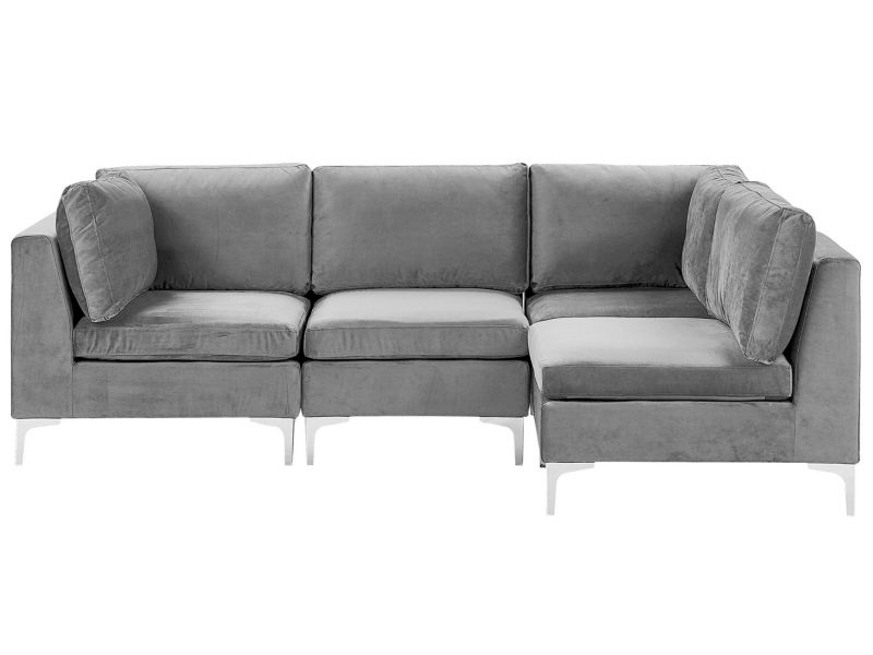 Sofa narożna Evja Szary Welur Lewostronny 1 szt.