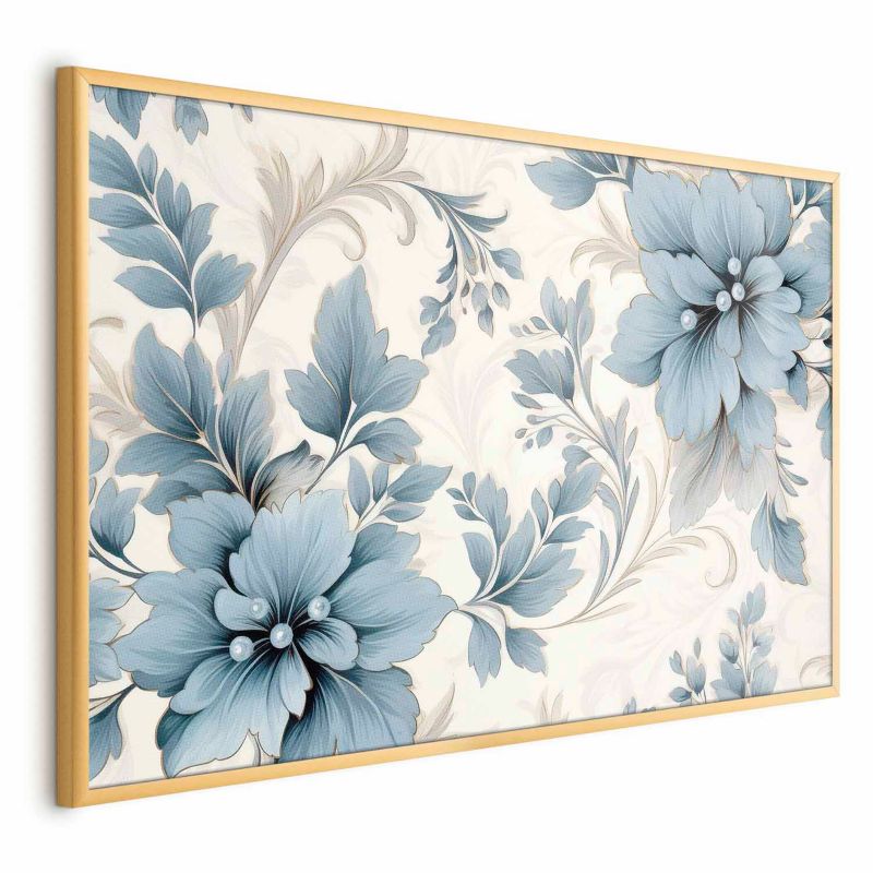 Plakat Artgeist Turkusowe retro kwiaty 42x29,7 cm z ramą złotą 1 szt