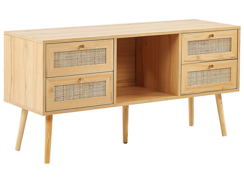 Szafka RTV Perote Rattan Jasne drewno 1 szt.