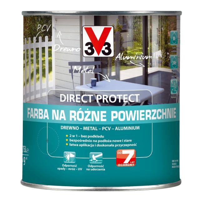 Farba na różne powierzchnie V33 Direct Protect aluminium 0,75 l
