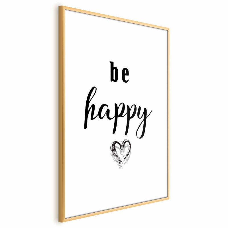 Plakat Artgeist Be happy 40x60 cm z ramą złotą 1 szt