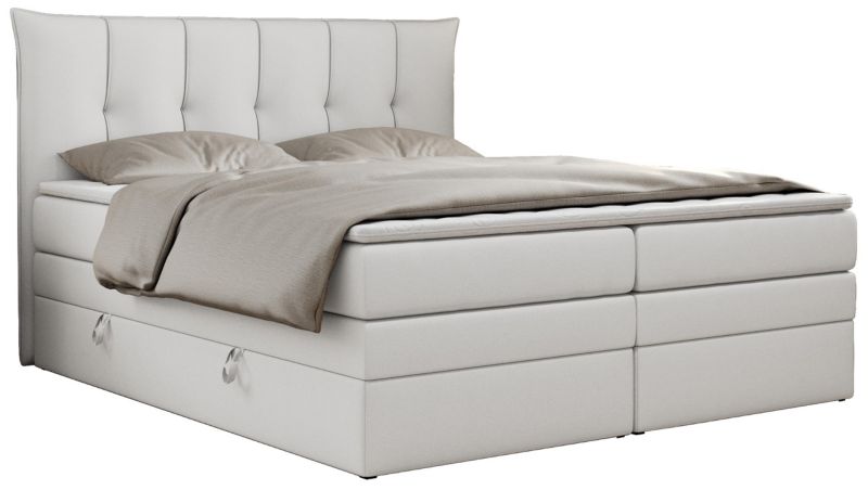 Łóżko kontynentalne MKS Meble PREMIUM 10 KING 200x200 H4 Biały ecoskóra 1szt.