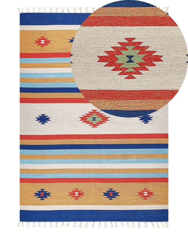 Dywan bawełniany kilim 140 x 200 cm wielokolorowy Taronik 1 szt.