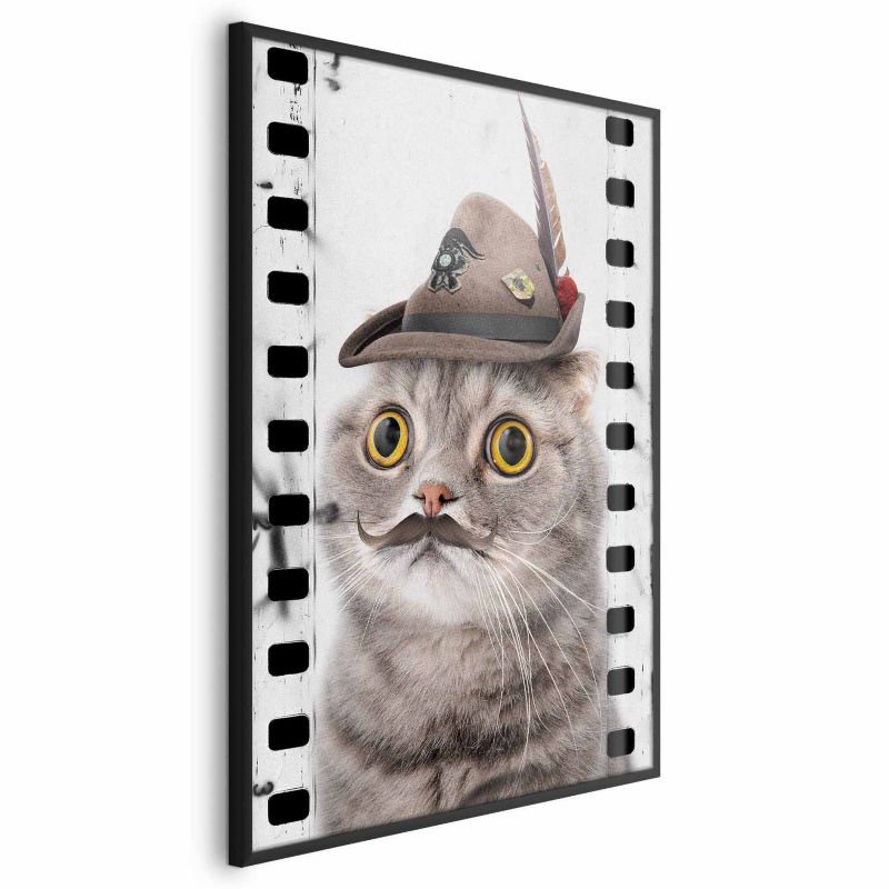 Plakat Artgeist Kot w kapeluszu 21x30 cm z ramą czarną 1 szt