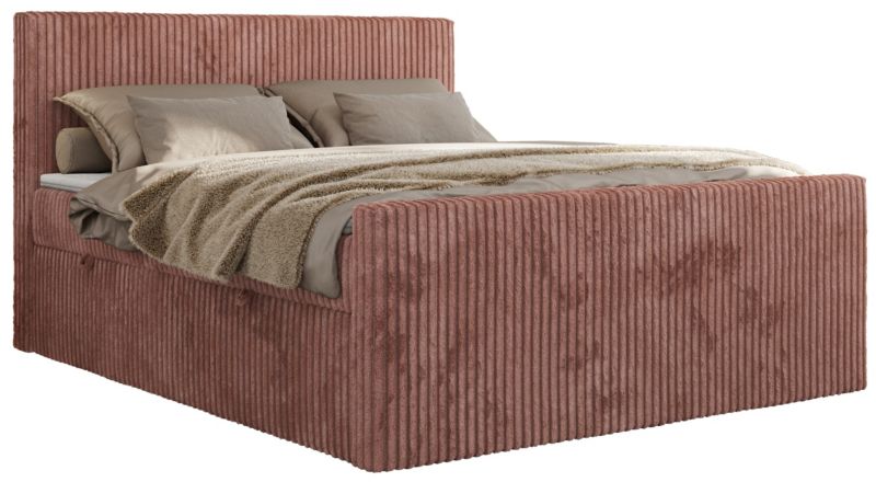 Łóżko kontynentalne MKS Meble TILIANO DUO 140x200 H3 różowy sztruks 1szt.