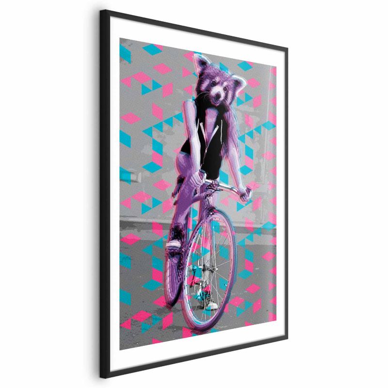 Plakat Artgeist Szop na rowerze 40x60 cm z ramą czarną 1 szt